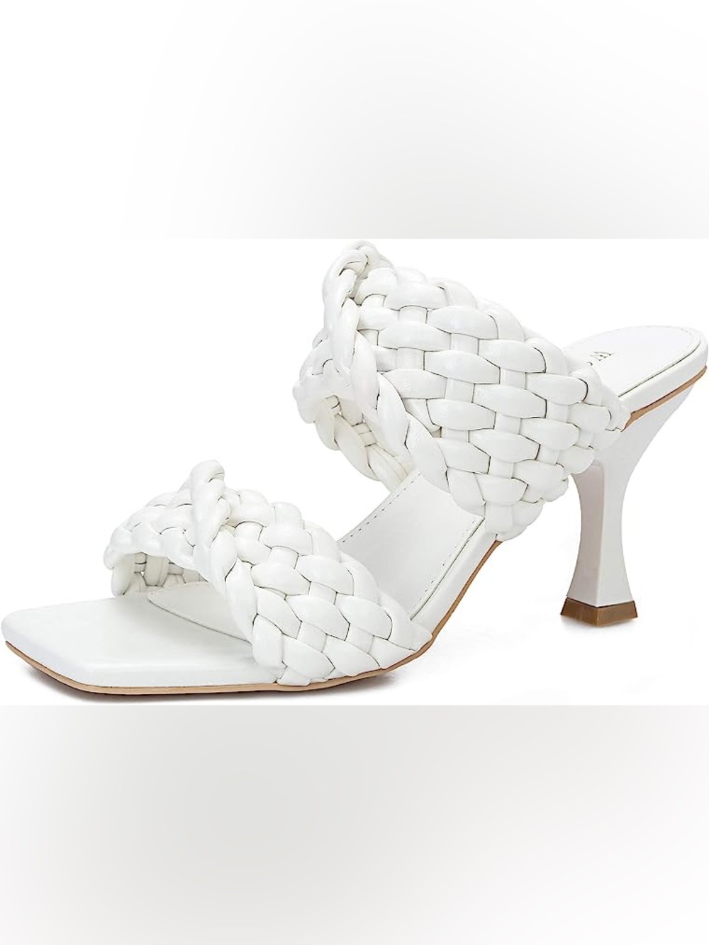 Braided Square Toe Slip On Mule Sandals with Heels